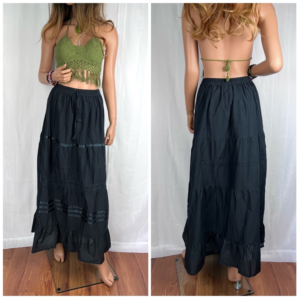 Cottagecore Long Skirt Black